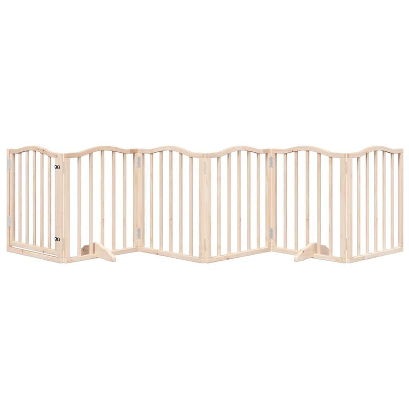 vidaXL Dog Gate with Door Foldable 6 Panels 300 cm Poplar Wood