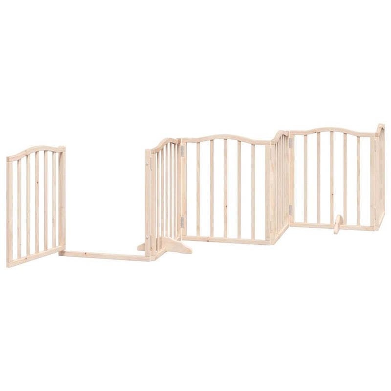 vidaXL Dog Gate with Door Foldable 6 Panels 300 cm Poplar Wood