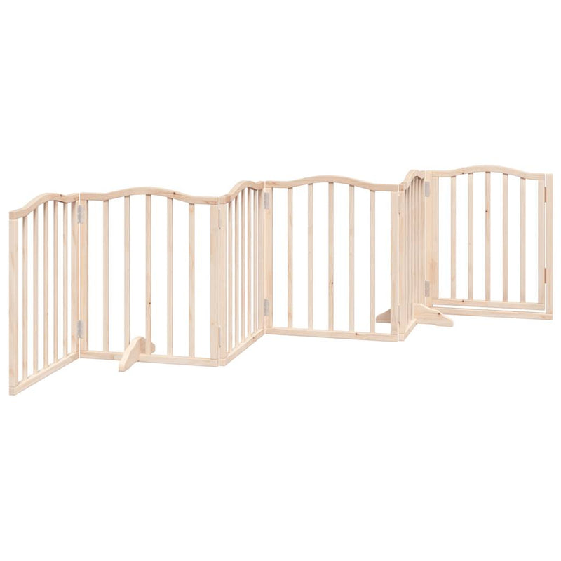 vidaXL Dog Gate with Door Foldable 6 Panels 300 cm Poplar Wood