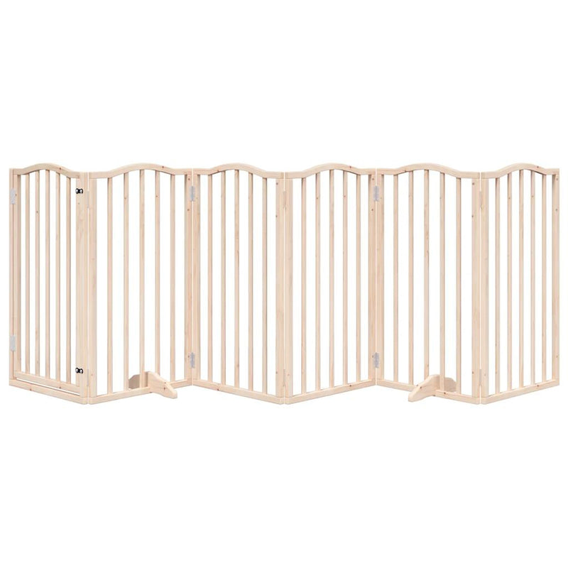 vidaXL Dog Gate with Door Foldable 6 Panels 300 cm Poplar Wood
