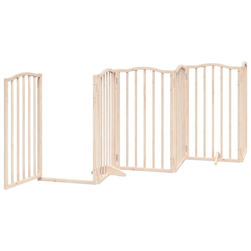 vidaXL Dog Gate with Door Foldable 6 Panels 300 cm Poplar Wood