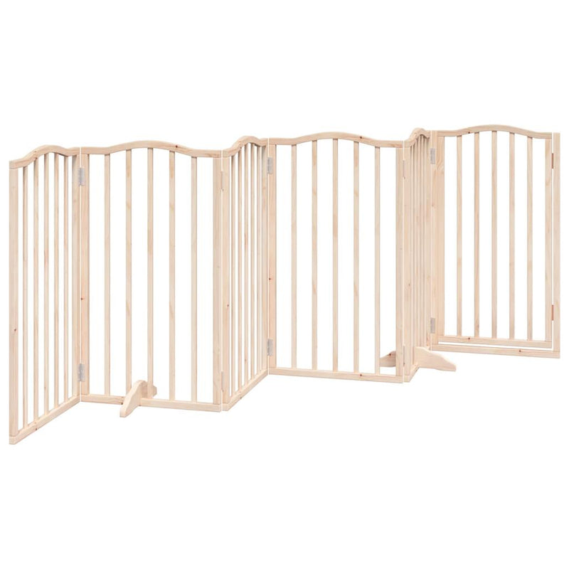 vidaXL Dog Gate with Door Foldable 6 Panels 300 cm Poplar Wood