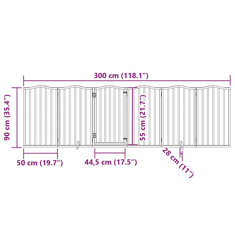 vidaXL Dog Gate with Door Foldable 6 Panels 300 cm Poplar Wood
