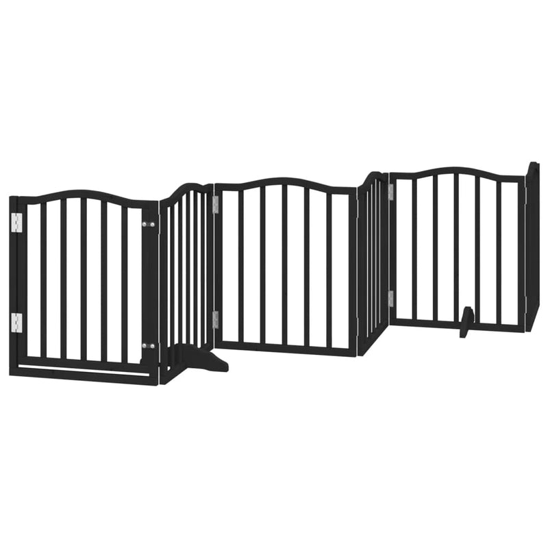 vidaXL Dog Gate with Door Foldable 6 Panels Black 300 cm Poplar Wood