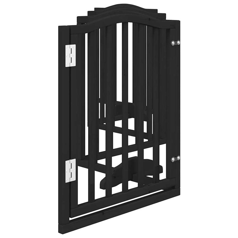 vidaXL Dog Gate with Door Foldable 6 Panels Black 300 cm Poplar Wood