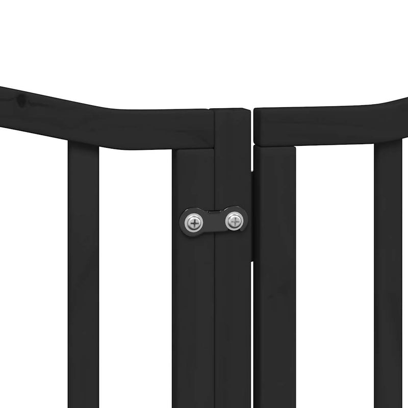 vidaXL Dog Gate with Door Foldable 6 Panels Black 300 cm Poplar Wood