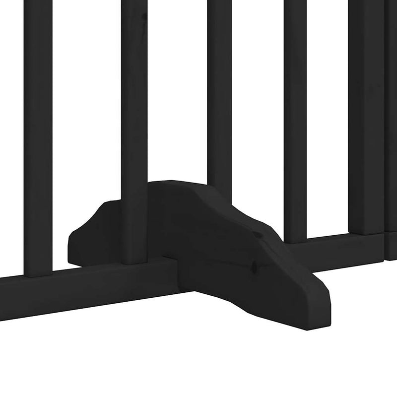 vidaXL Dog Gate with Door Foldable 6 Panels Black 300 cm Poplar Wood