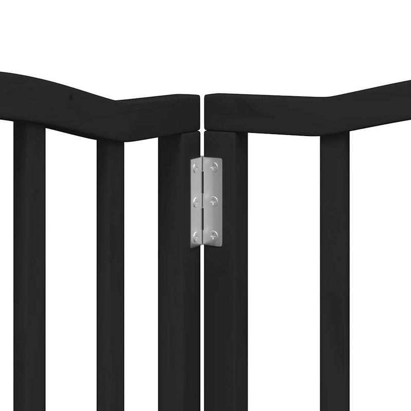vidaXL Dog Gate with Door Foldable 6 Panels Black 300 cm Poplar Wood