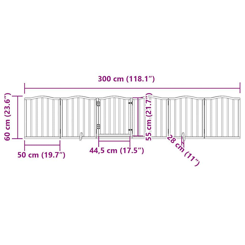 vidaXL Dog Gate with Door Foldable 6 Panels Black 300 cm Poplar Wood