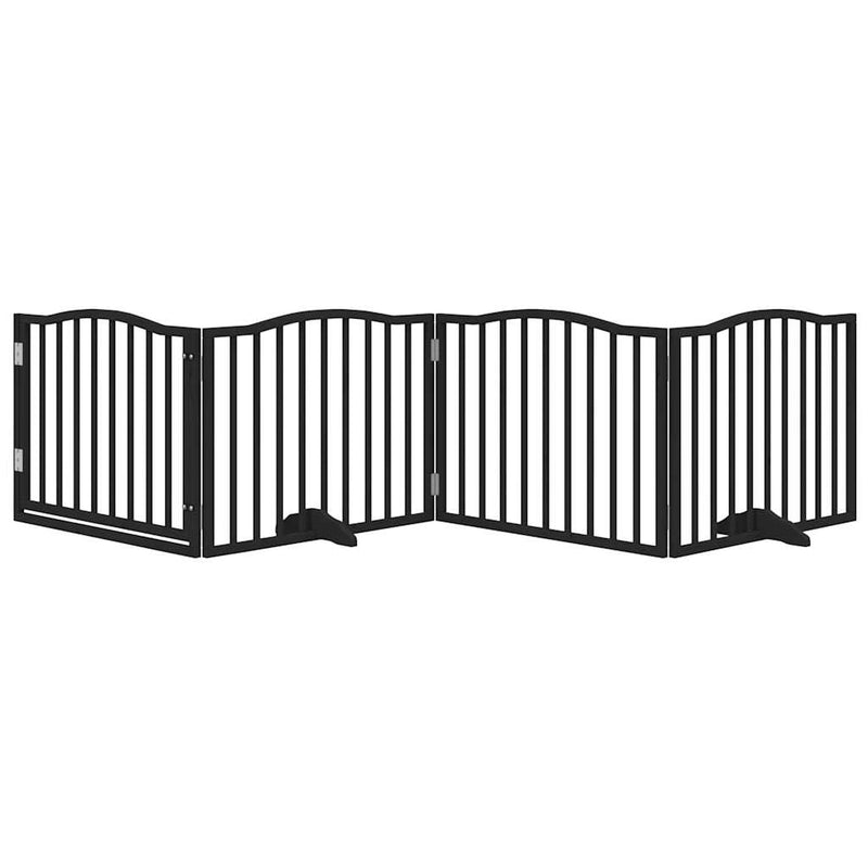 vidaXL Dog Gate with Door Foldable 4 Panels Black 320 cm Poplar Wood
