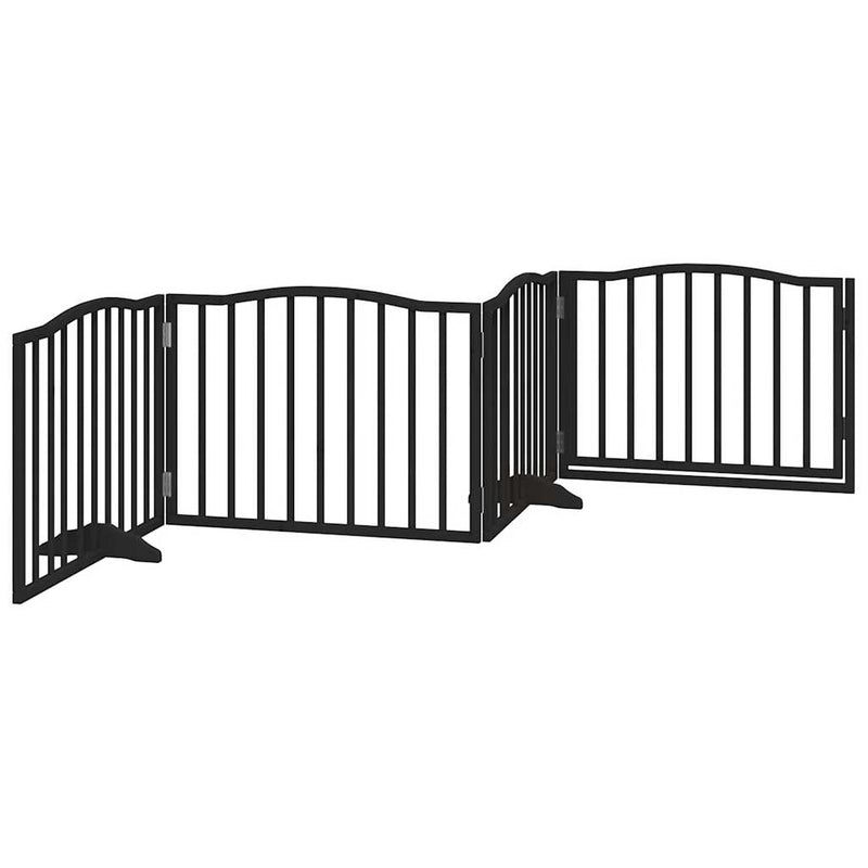 vidaXL Dog Gate with Door Foldable 4 Panels Black 320 cm Poplar Wood