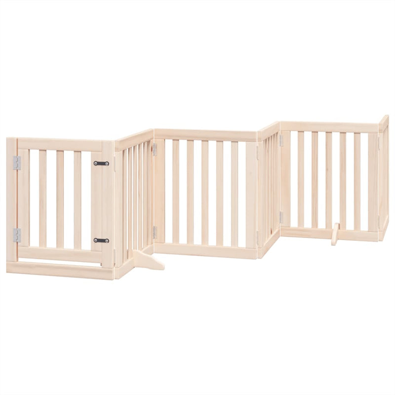 vidaXL Dog Gate with Door Foldable 6 Panels 300 cm Poplar Wood