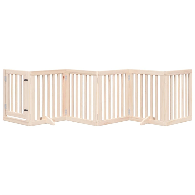 vidaXL Dog Gate with Door Foldable 6 Panels 300 cm Poplar Wood