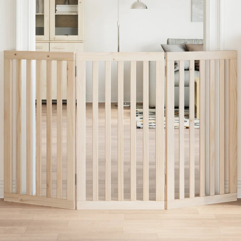 Dog Gate Foldable 3 Panels 150 cm Poplar Wood