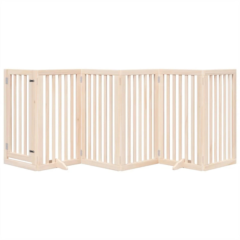Dog Gate with Door Foldable 6 Panels 300 cm Poplar Wood