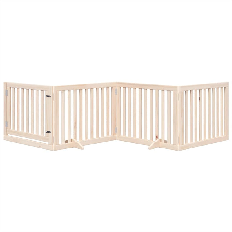 vidaXL Dog Gate with Door Foldable 4 Panels 320 cm Poplar Wood