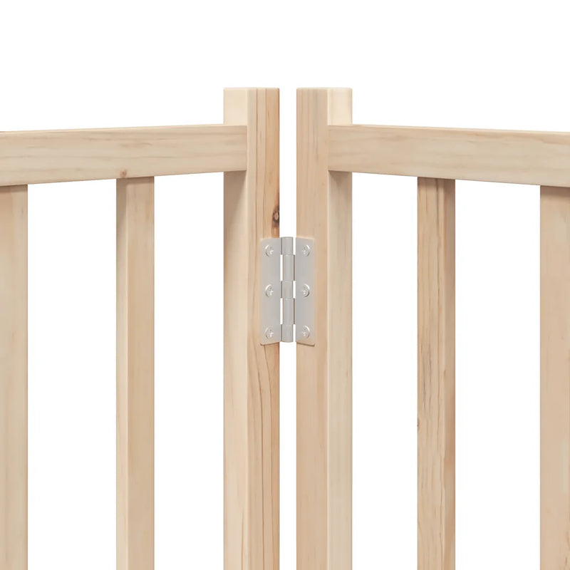 Dog Gate with Door Foldable 4 Panels 320 cm Solid Wood Fir