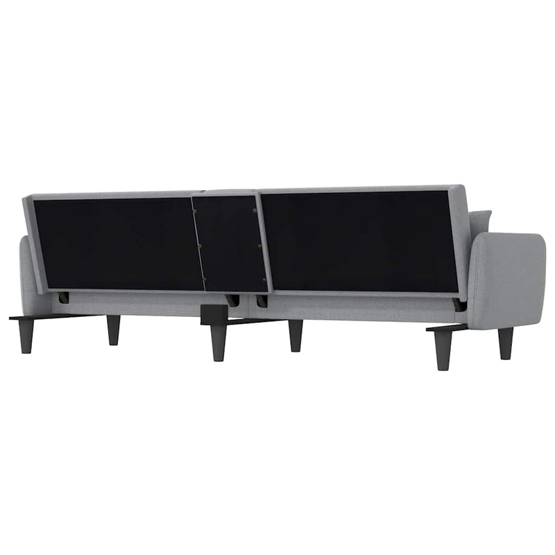 vidaXL Sofa Bed with Cup Holders Light Grey Fabric
