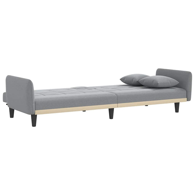 vidaXL Sofa Bed with Cup Holders Light Grey Fabric