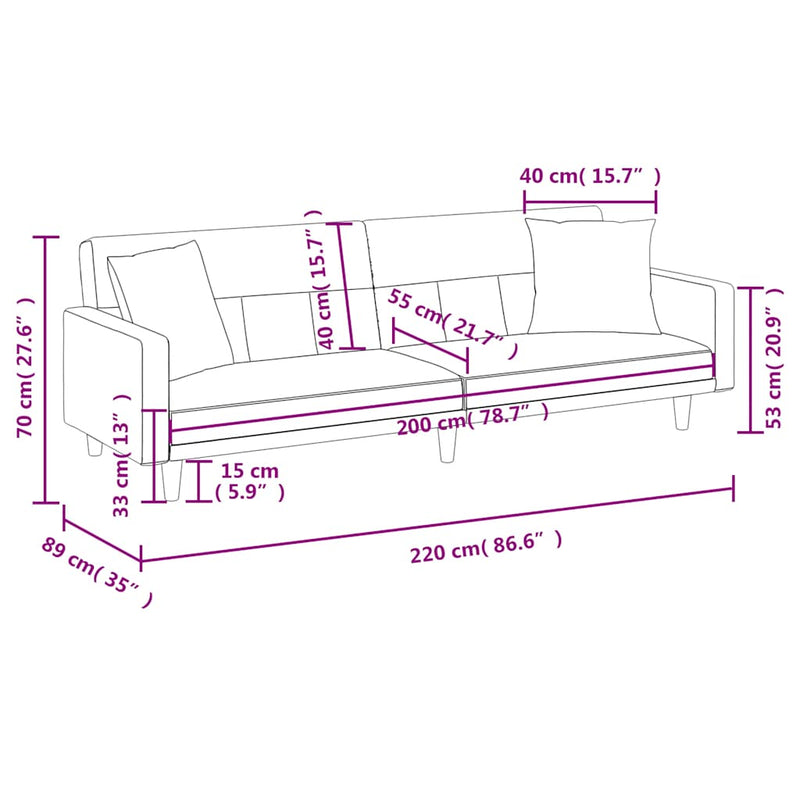 vidaXL Sofa Bed with Cushions Dark Grey Fabric