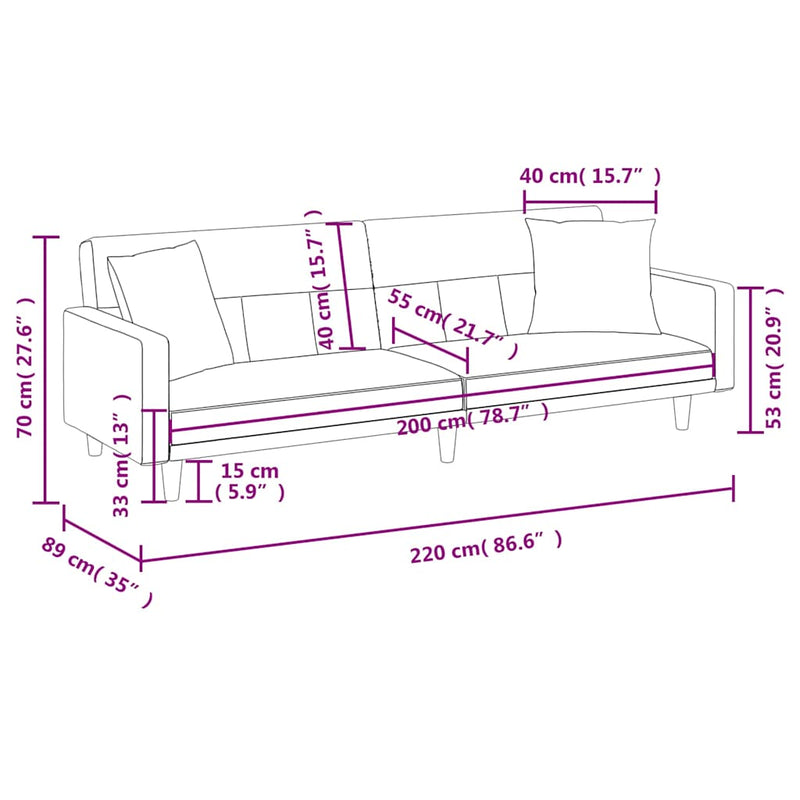 vidaXL Sofa Bed with Cushions Black Fabric