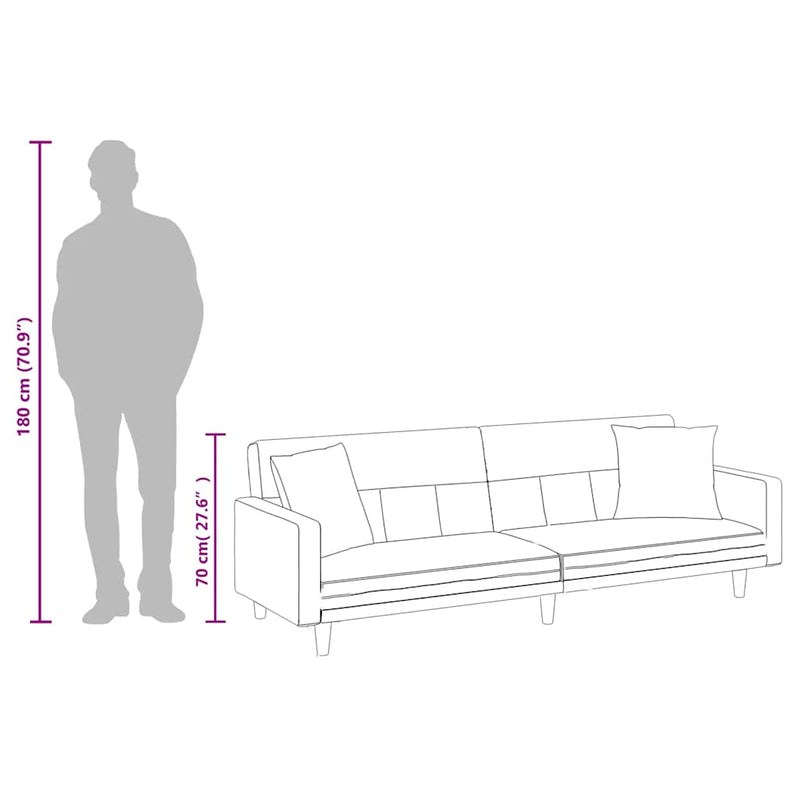 vidaXL Sofa Bed with Cushions Black Fabric