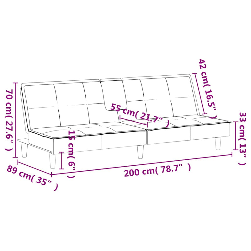 Sofa Bed with Cup Holders Black Velvet