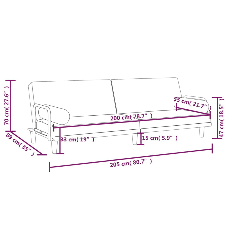 Sofa Bed with Armrests Dark Grey Fabric