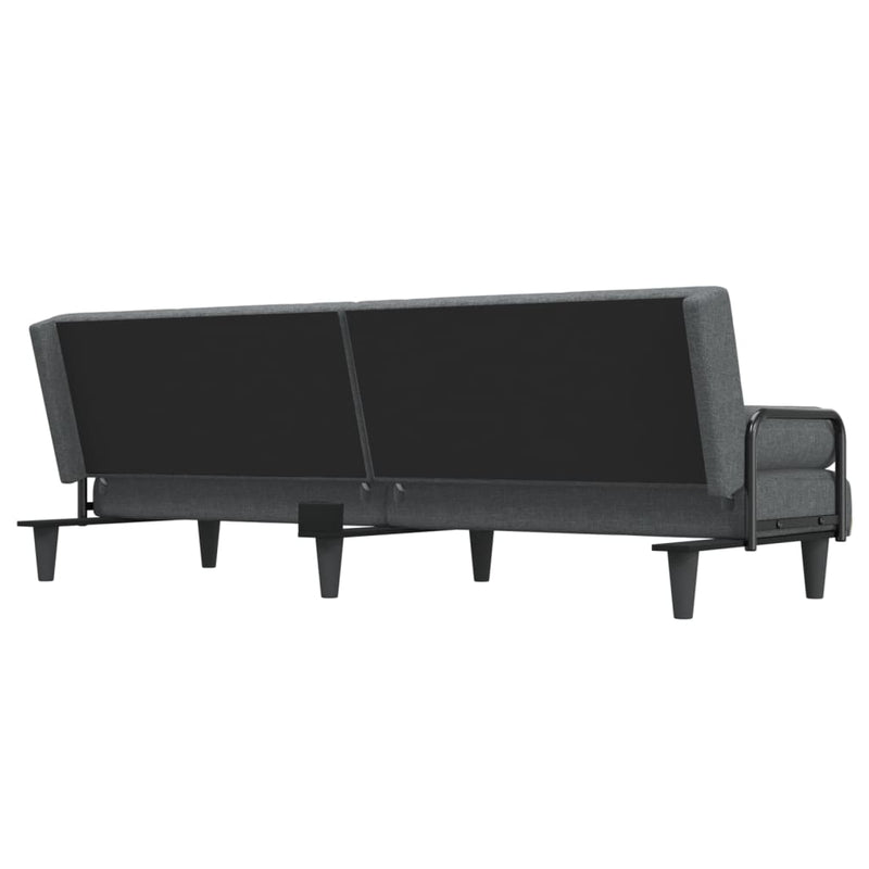 Sofa Bed with Armrests Dark Grey Fabric