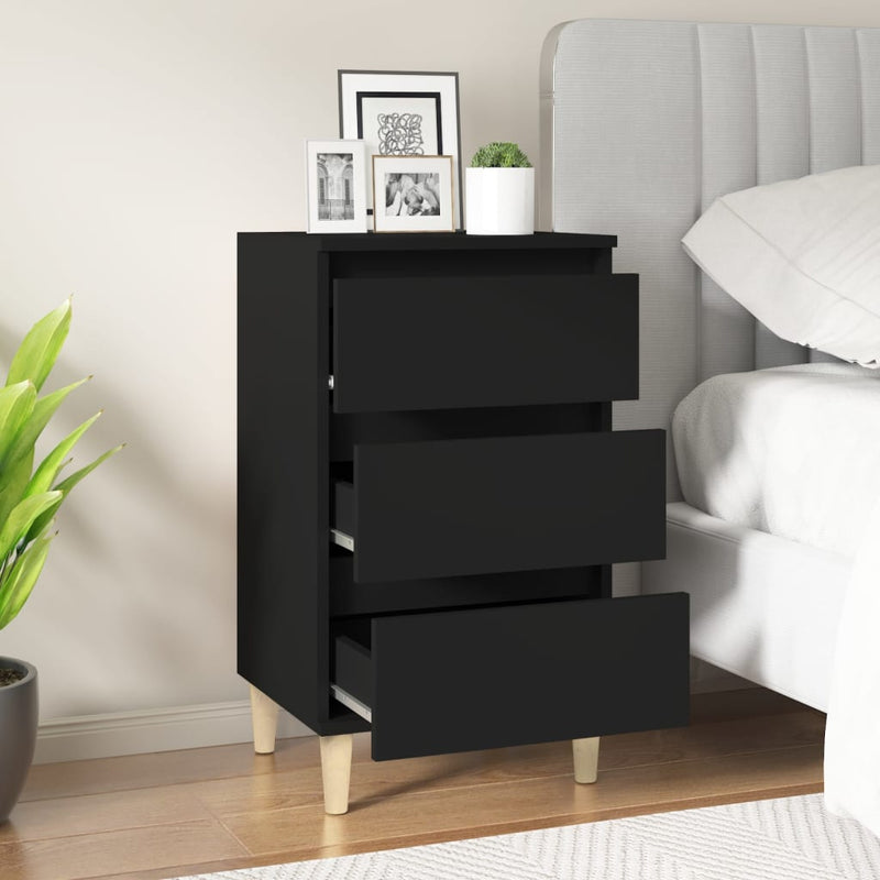 vidaXL Bedside Cabinet Black 40x35x70 cm Engineered Wood