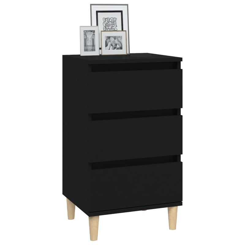 vidaXL Bedside Cabinet Black 40x35x70 cm Engineered Wood