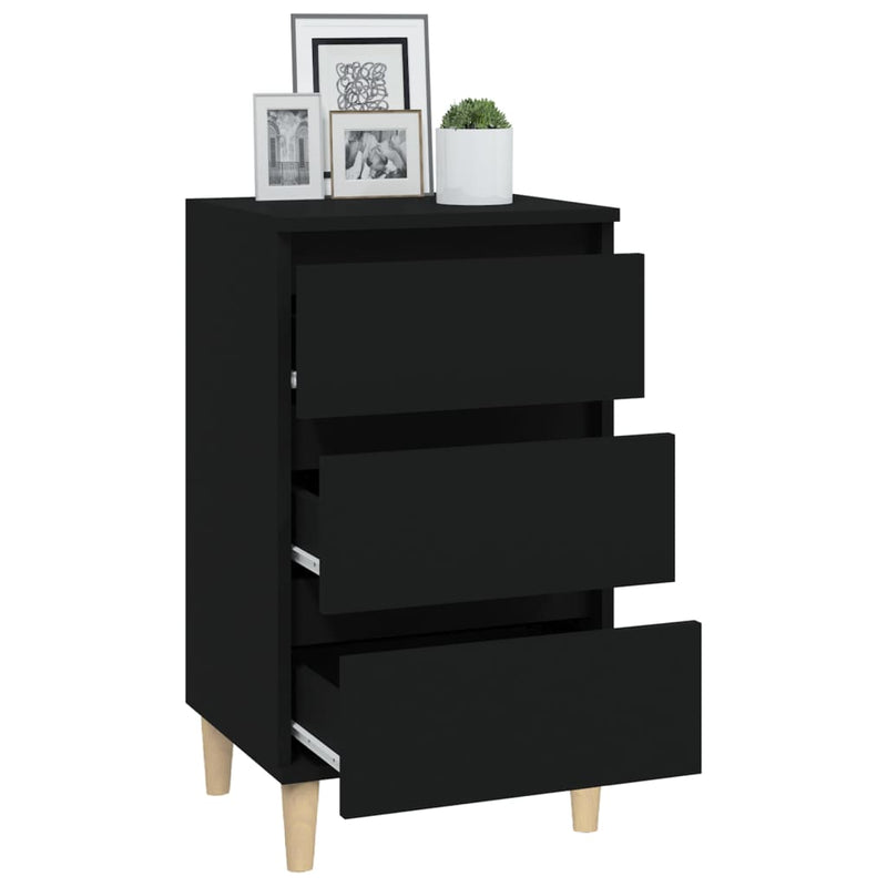 vidaXL Bedside Cabinet Black 40x35x70 cm Engineered Wood