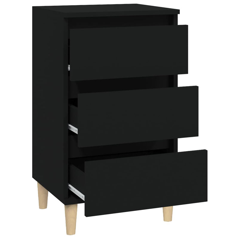 vidaXL Bedside Cabinet Black 40x35x70 cm Engineered Wood