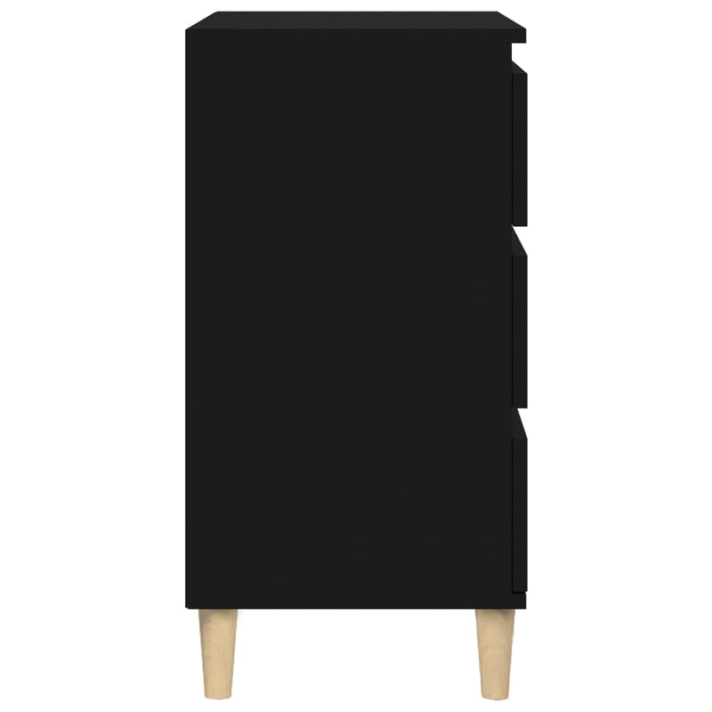 vidaXL Bedside Cabinet Black 40x35x70 cm Engineered Wood
