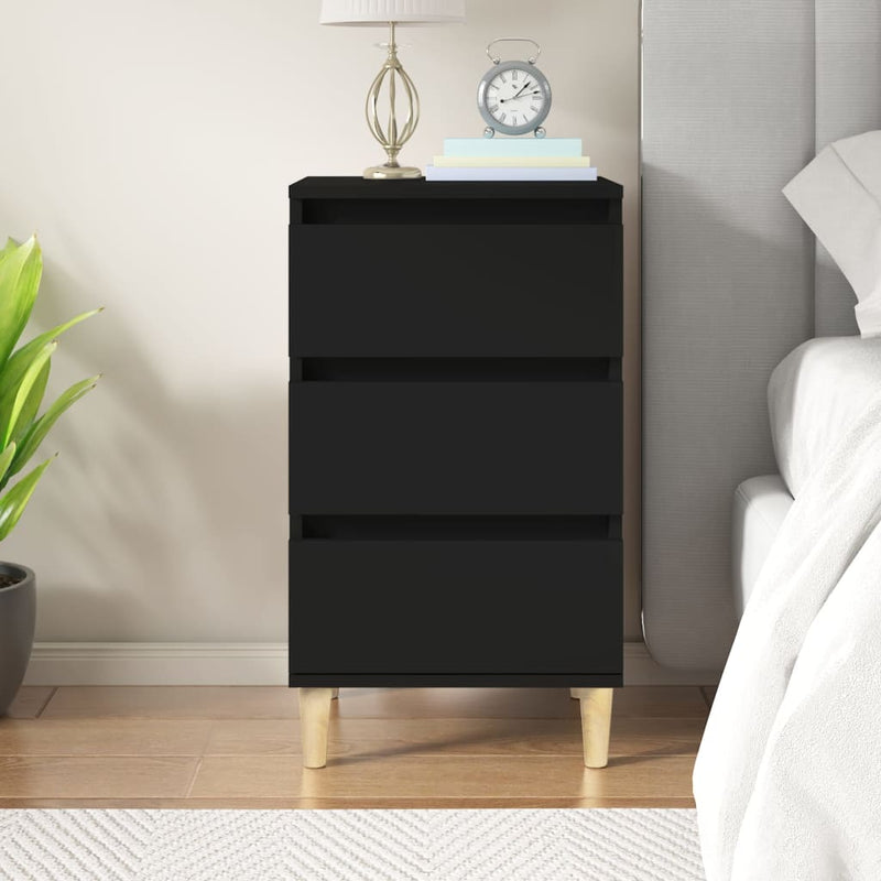 vidaXL Bedside Cabinet Black 40x35x70 cm Engineered Wood