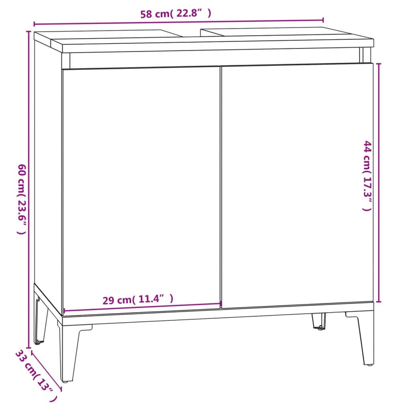 vidaXL Sink Cabinet White 58x33x60 cm Engineered Wood