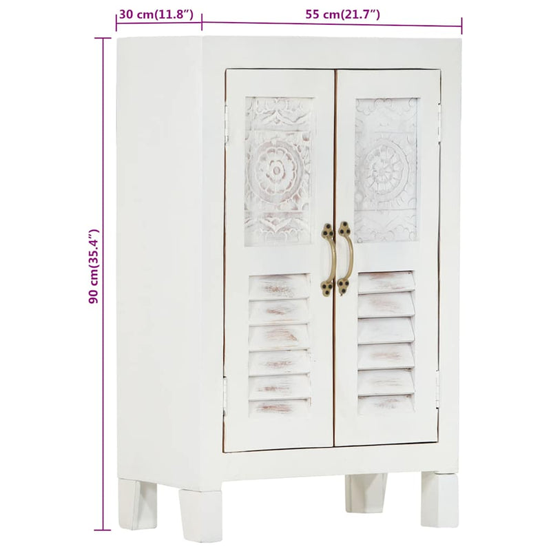 vidaXL Sideboard White 55x30x90 cm Solid Wood Acacia