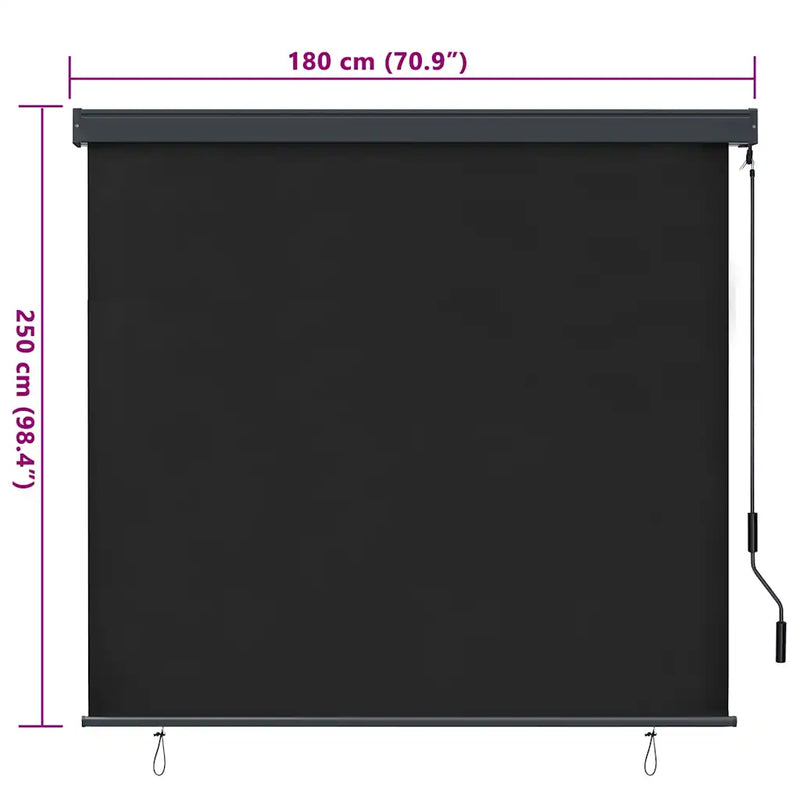 Roller Blind Anthracite 180 x 250 cm Fabric and Aluminum