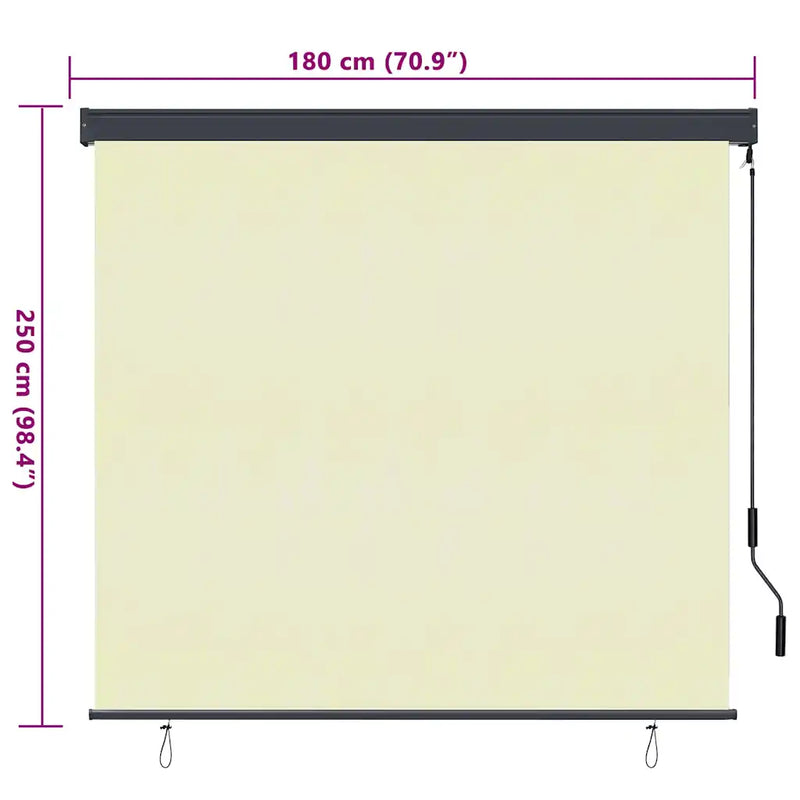 Roller Blind Striped Cream 180 x 250 cm Fabric and Aluminum