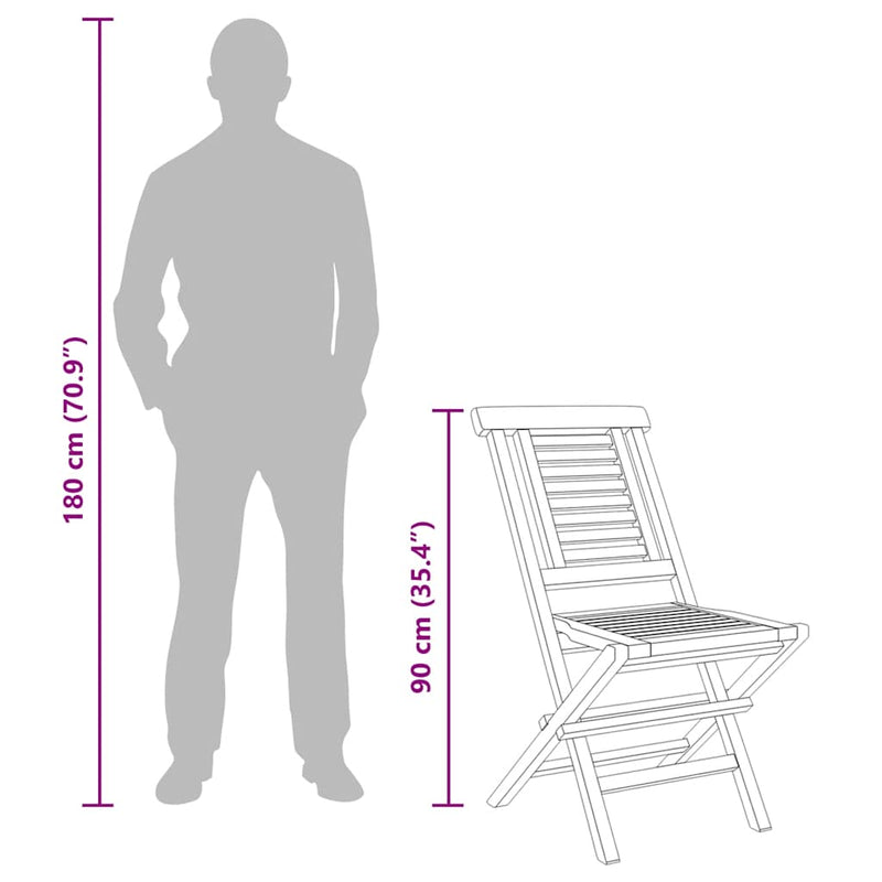 vidaXL Folding Garden Chairs 2 pcs 47x63x90 cm Solid Wood Teak