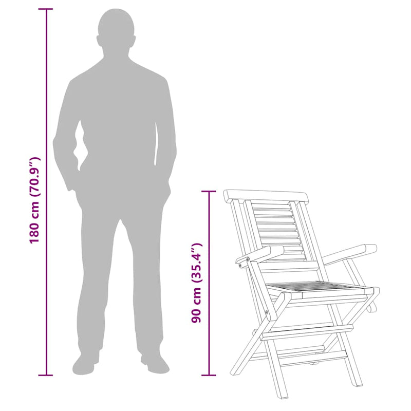 vidaXL Folding Garden Chairs 2 pcs 56x63x90 cm Solid Wood Teak