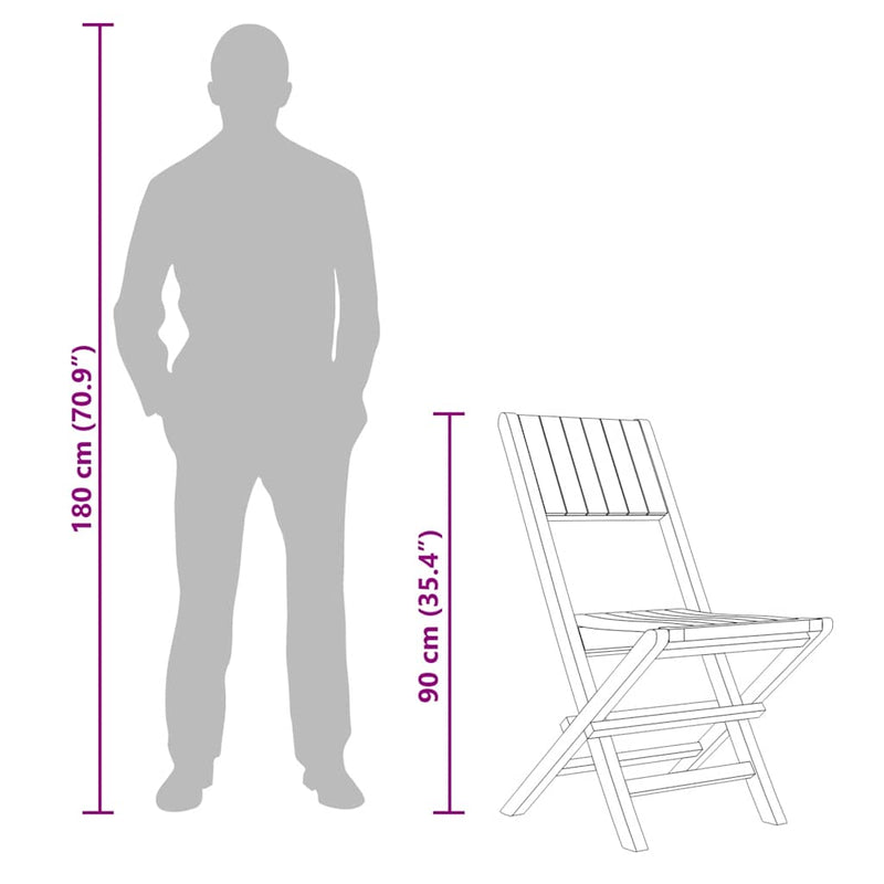 vidaXL Folding Garden Chairs 2 pcs 47x61x90 cm Solid Wood Teak