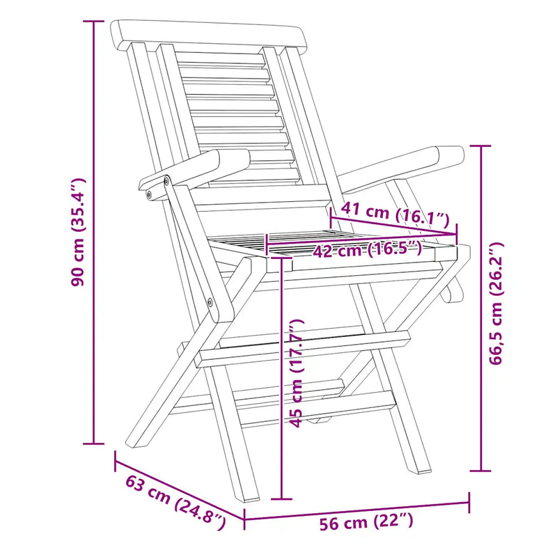 Folding Garden Chairs 6 pcs 56x63x90 cm Solid Wood Teak
