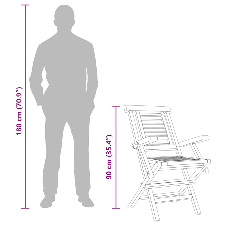 vidaXL Folding Garden Chairs 8 pcs 56x63x90 cm Solid Wood Teak