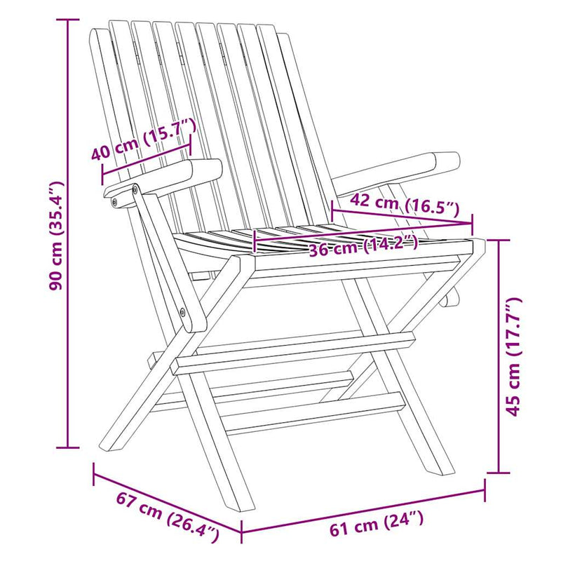 vidaXL Folding Garden Chairs 8 pcs 61x67x90 cm Solid Wood Teak