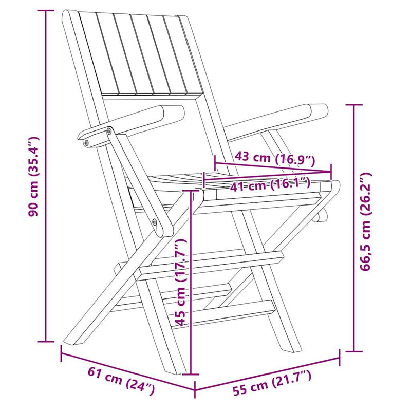 vidaXL Folding Garden Chairs 8 pcs 55x61x90 cm Solid Wood Teak