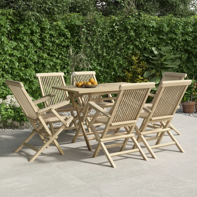 Folding Garden Chairs 6 pcs Grey 56x61x89 cm Solid Wood Teak