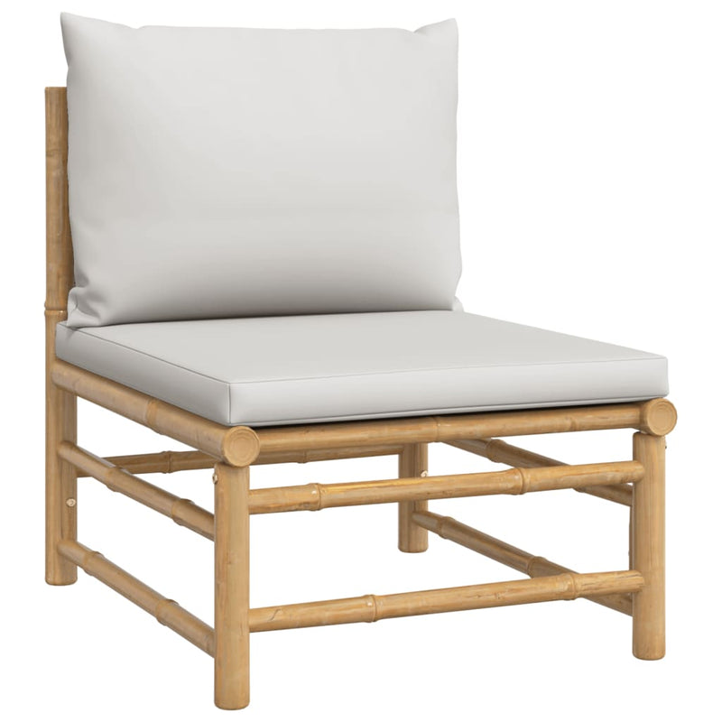 vidaXL 9 Piece Garden Lounge Set with Light Grey Cushions Bamboo
