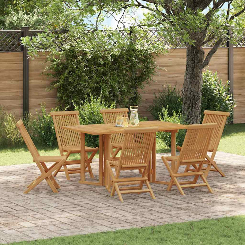 vidaXL Garden Dining Set 7 pcs Brown 140 x 80 x 75 cm Solid Teak wood
