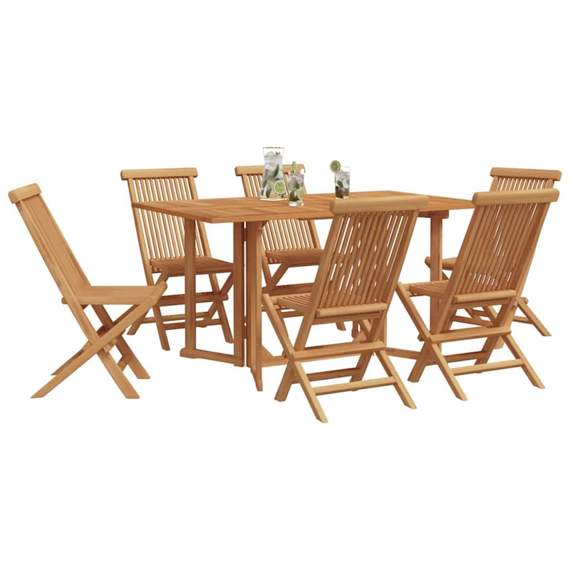 vidaXL Garden Dining Set 7 pcs Brown 140 x 80 x 75 cm Solid Teak wood
